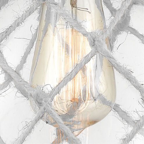 Ballston Farmhouse Rope 1 Light 10 inch Brushed Brass Mini Pendant Ceiling Light in Bulb Not Included, Clear Glass with White Rope, Ballston